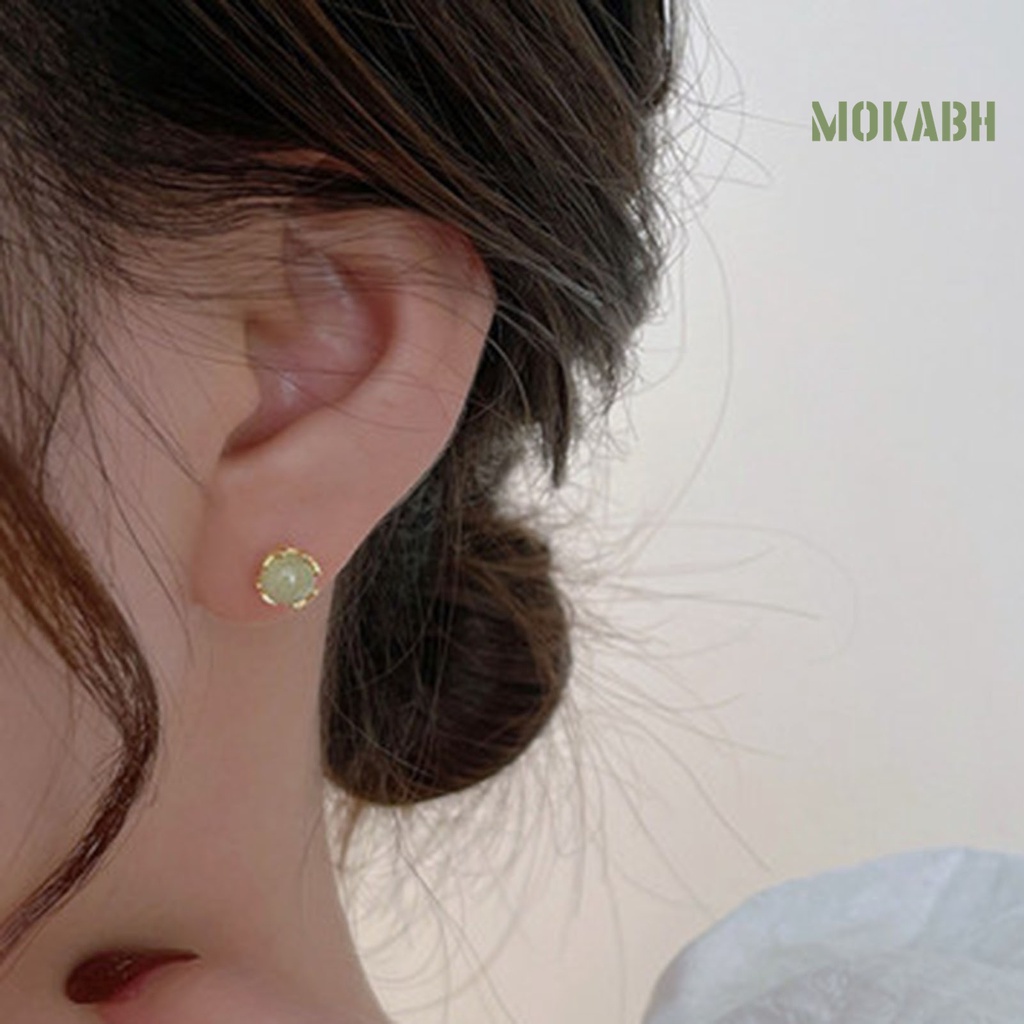 1 Đôi Bông Tai Đính Đá Ngọc Bích Giả Thời Trang Dành Cho Nữ