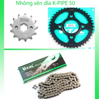  Nhông sên dĩa SYM Kpipe 50   K-PIPE 100 sên 9 ly —— hiệu VITAL- NSD xích đĩa tải chính hãng Thái Lan 