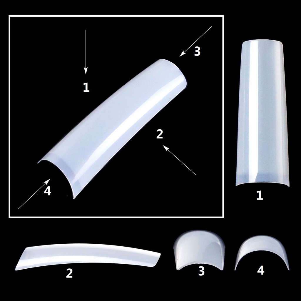 Bộ 550 Phụ Kiện Trang Trí Móng Tay Trong Suốt Bằng ABS Siêu Mỏng Hình Dạng Cong