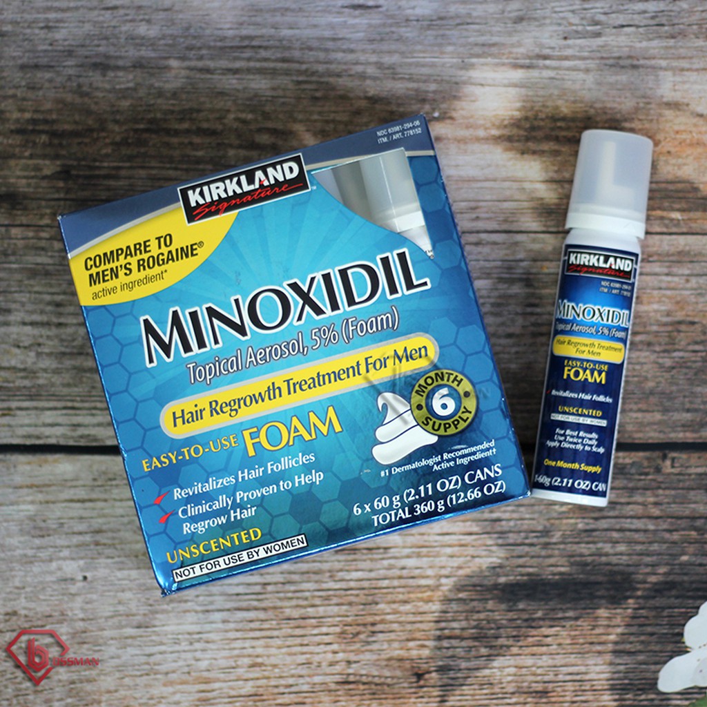 Thuốc mọc Râu - Trị Hói - dưỡng Chân Mày Minoxidil 5% Kirkland Foam của Hoa Kỳ