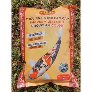 Cám cá koi cao cấp 45% đạm tăng trưởng tăng màu bao 1kg kingfeed king feed