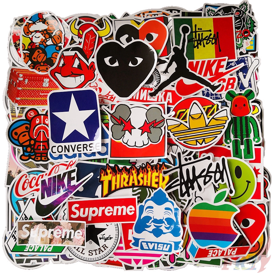 Set 200 Miếng Dán Logo &amp; Vans Trang Trí Đa Năng