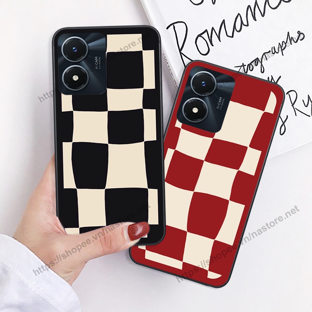 Ốp lưng Vivo Y01 - Vivo Y02S mặt cười, họa tiết caro đơn giản đẹp cute