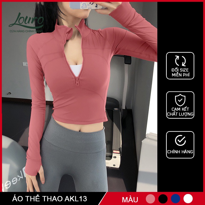 Áo tập gym, yoga nữ tay dài kiểu áo croptop body thể thao mùa đông cao cấp, chất liệu siêu co giãn - AKL13