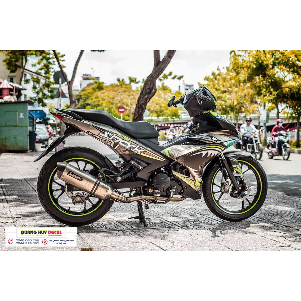 Tem trùm exciter 150 cá mập xám đen shark, độ team decal xe ex dán đời 2015-2020