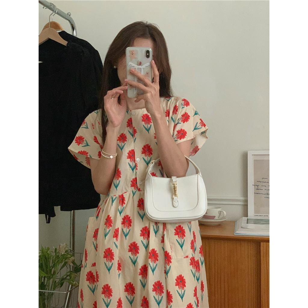Đầm Dáng Rộng Cổ Tròn In Hoa Thời Trang Mùa Hè 52076