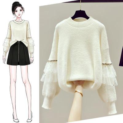 Áo len nữ đẹp, Áo len nữ dáng rộng, Theo ren ống tay nữ tính | BigBuy360 - bigbuy360.vn