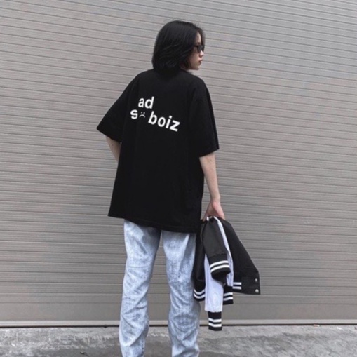Áo thun Sadboiz Signature Tee màu đen  vải cotton form nam nữ 40kg - 90kg  AL100 Thời trang Unisex HCM