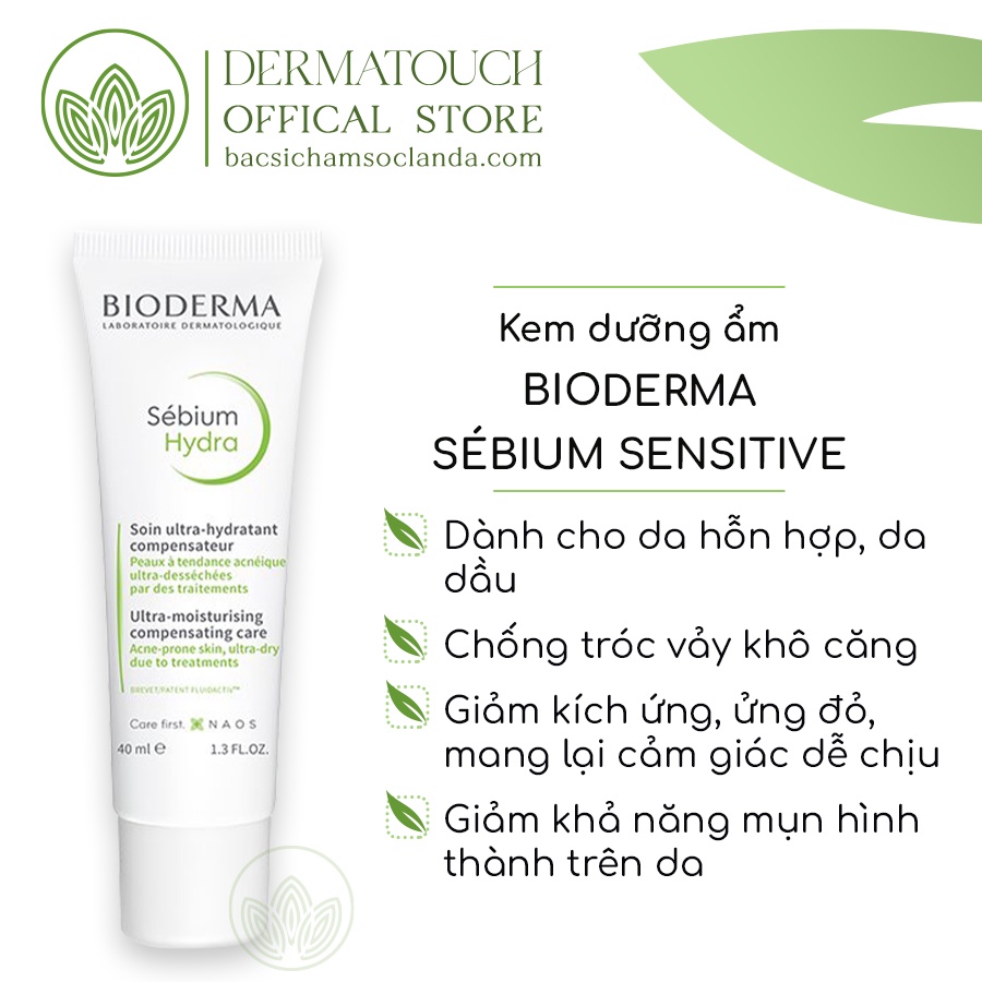 Kem dưỡng ẩm Bioderma Sebium Hydra dành cho da mụn nặng