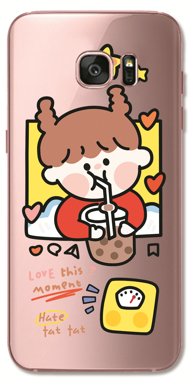 Samsung Galaxy S8 Plus / Note 4 5 3 2 N7100 N9000 INS Cute Cartoon Work hard Brown bear Clear Soft Silicone TPU Phone Casing Lovely label Graffiti Case Back Cover Couple