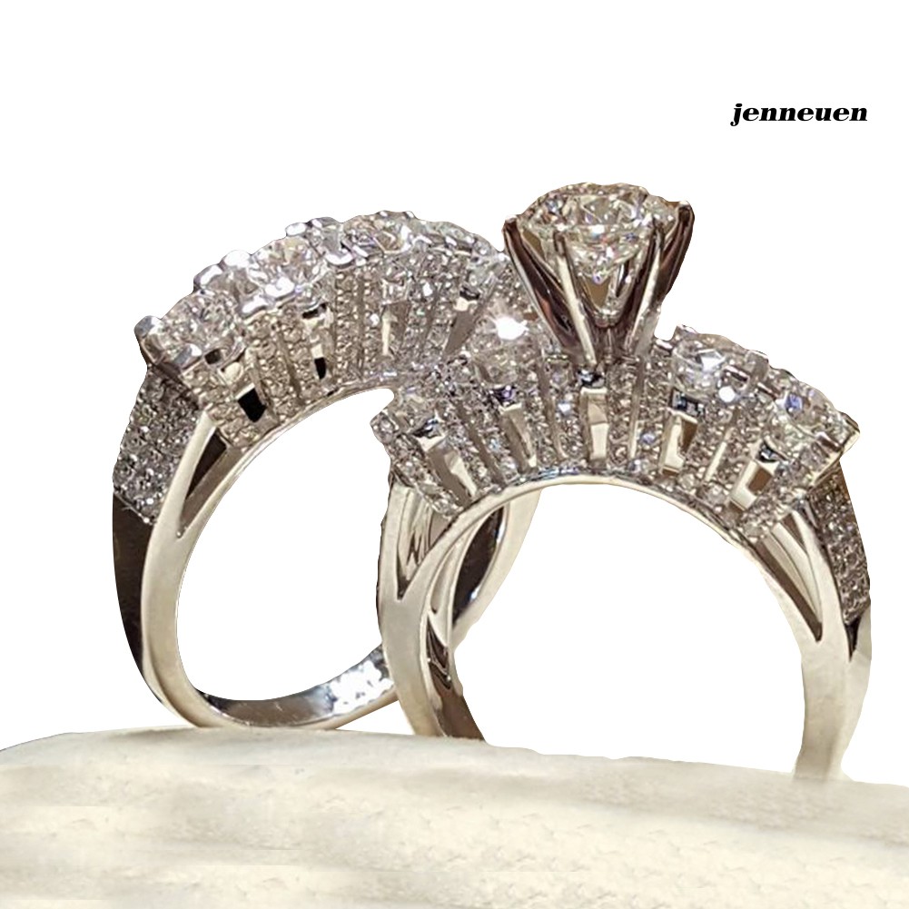 Set 2 nhẫn đính đá thời trang sang trọng dành cho cặp đôi