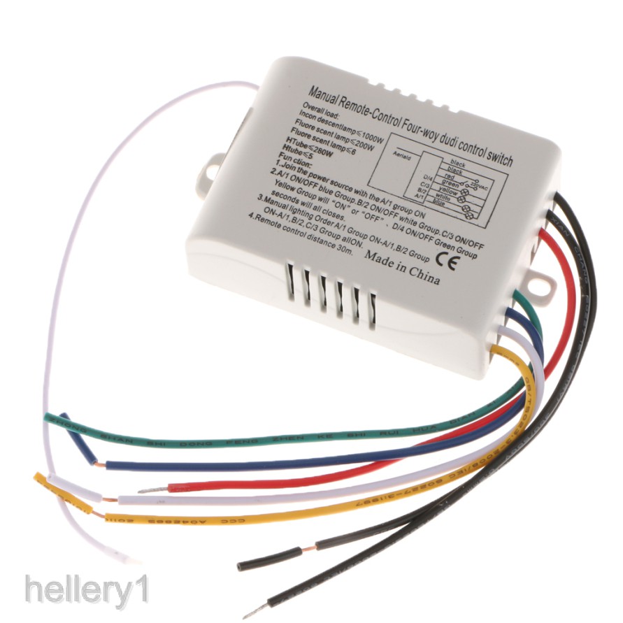 Công tắc điều khiển đèn từ xa 4 nút ON / OFF RF + thiết bị truyền và phát tín hiệu