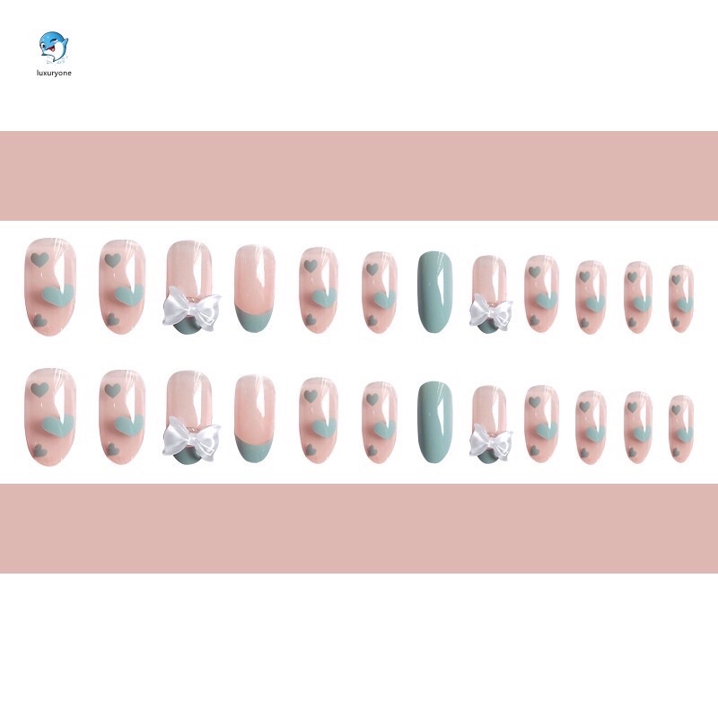 Set 24 móng tay giả đính cham thiết kế đẹp có sẵn keo dán