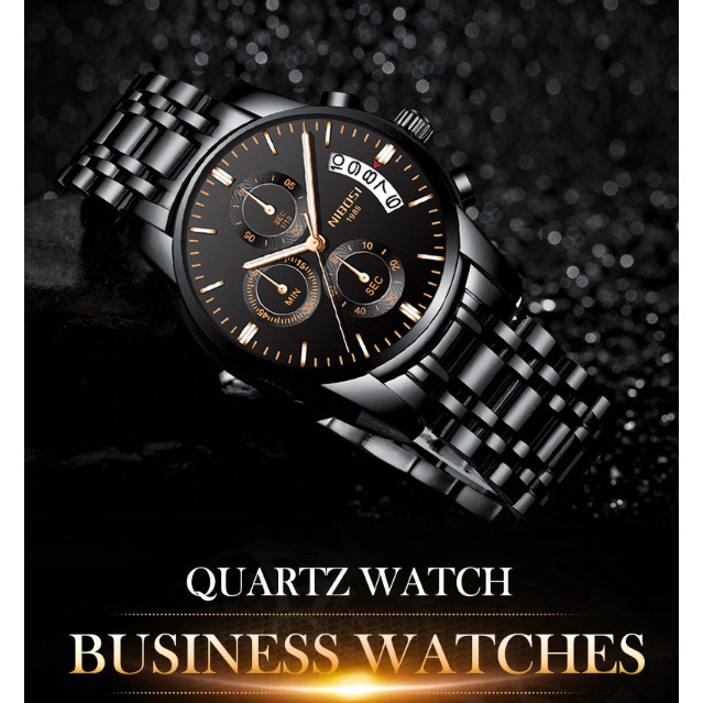 Đồng hô nam 6 kim dây thép đặc Nibosi 2353