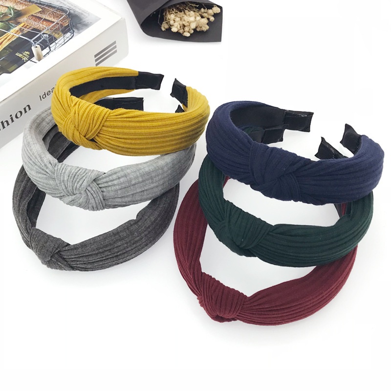 Cài tóc vải dệt kim màu trơn phong cách hàn quốc thời trang thu đông cho nữ