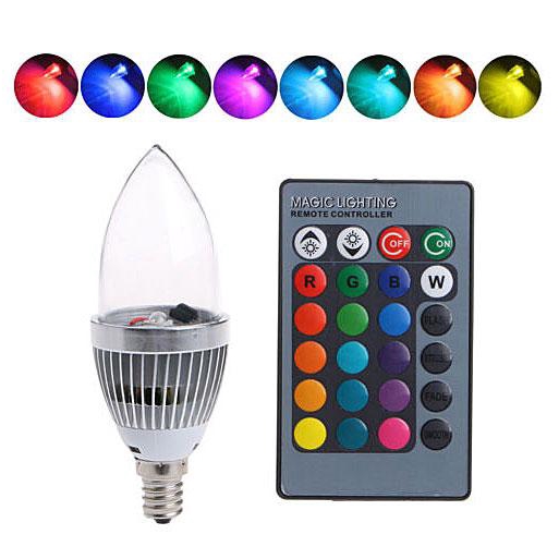 Bóng đèn led nến 1-5x E12/E14 3W RGB 16 màu thay đổi chất lượng cao kèm điều khiển