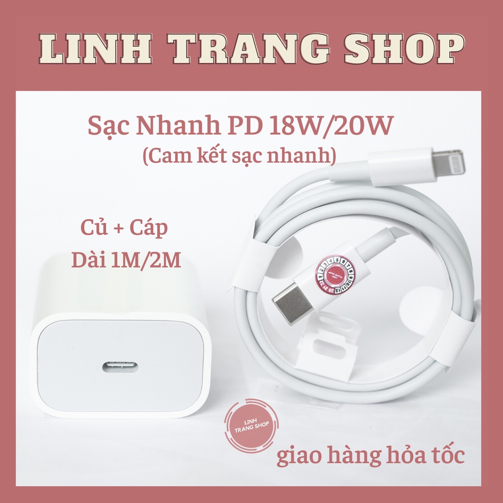 (Có Cáp 2 Mét) Sạc Nhanh 18W/20W (BH 12 Tháng) Sạc XS,11,11Pro,12,12Pro,13Pro, Củ Sạc Nhanh + Dây Cáp Sạc Nhanh