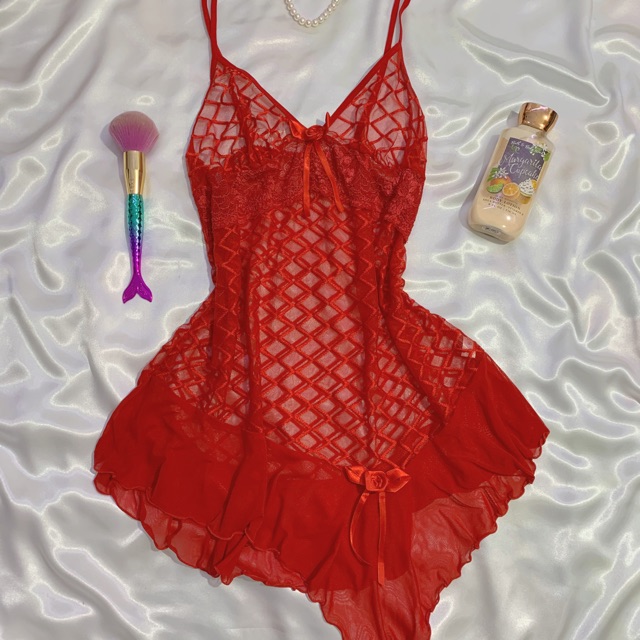 Đầm ngủ sexy xuyên thấu 2 dây