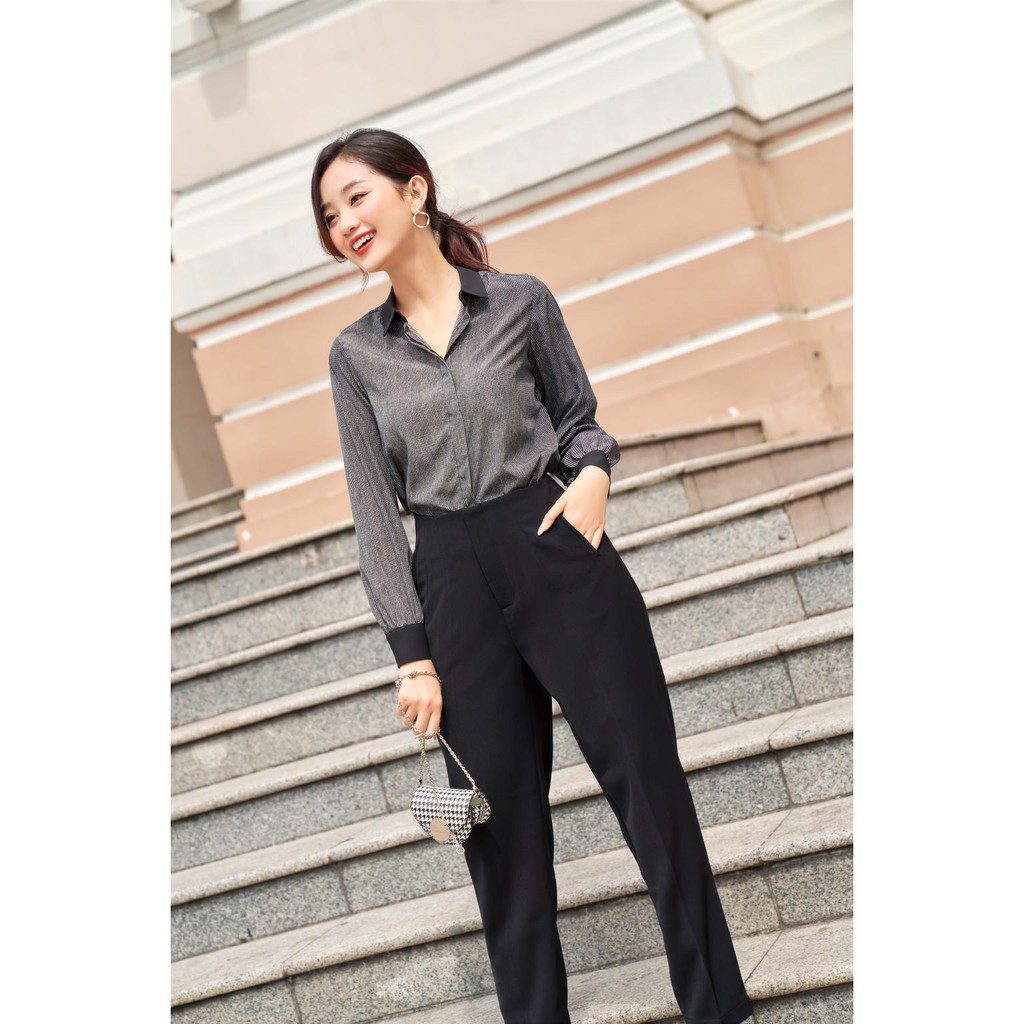 Quần Baggy Nữ Công Sở Lưng Cao GILLEE Tuyết Mưa Cơ Bản