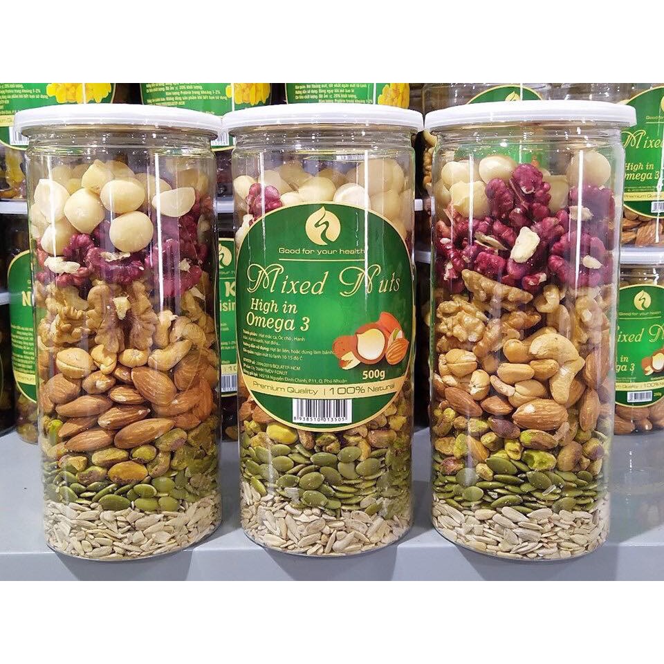 Mixed nuts 8 loại hạt dinh dưỡng Macca- Óc Chó Vàng- Óc Chó Đỏ-Hạt Điều- Hạnh Nhân- Dẻ Cười- Bí Xanh-Hồ đào- LÀM SỮA