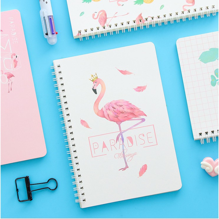 Sổ lò xo hồng hạc, sổ Flamingo loại to 20,5cm x 14cm Freeship