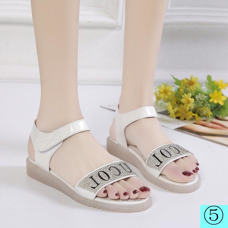 Giày Sandal Mùa Hè 2022 Quai Dán Đính Đá Cho Nữ Sinh Trung Học
