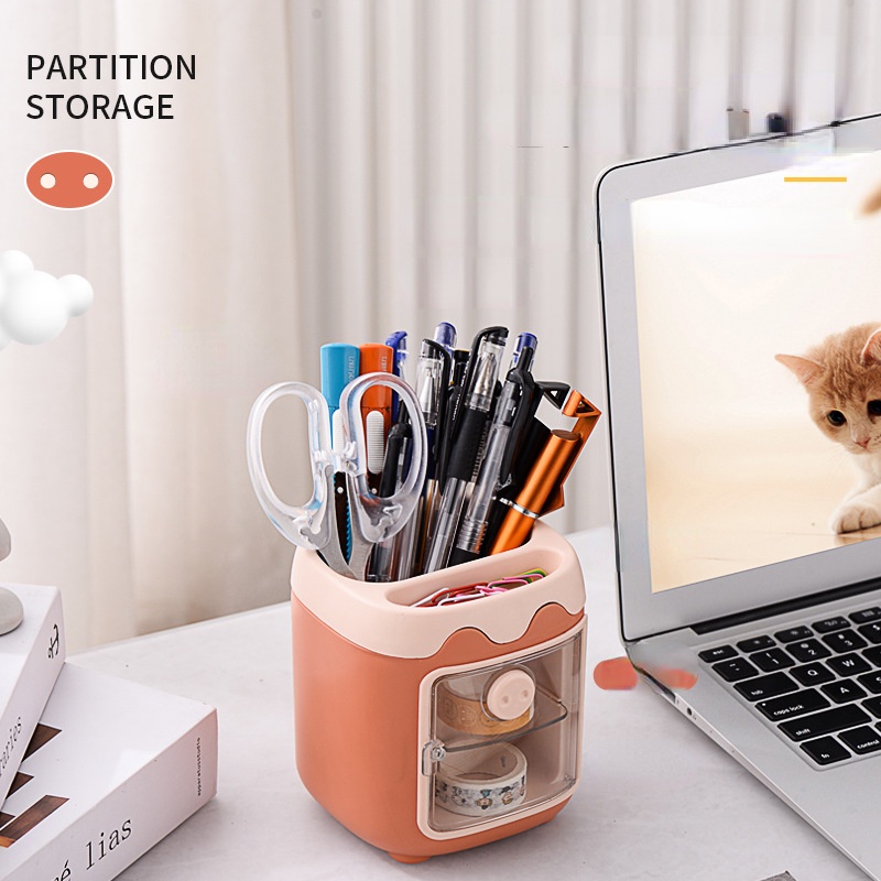 Hộp Đựng Bút Nhiều Ngăn Có Nam Châm Hình Chú Heo Hoạt Hình Dễ Thương Sáng Tạo