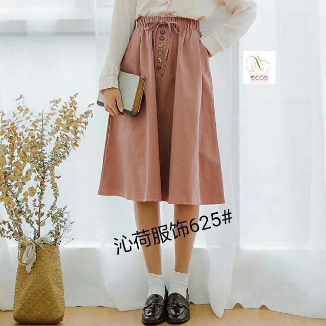 #625 Chân váy xoè thô chữ A dáng midi qua gối hàng Quảng Châu l1