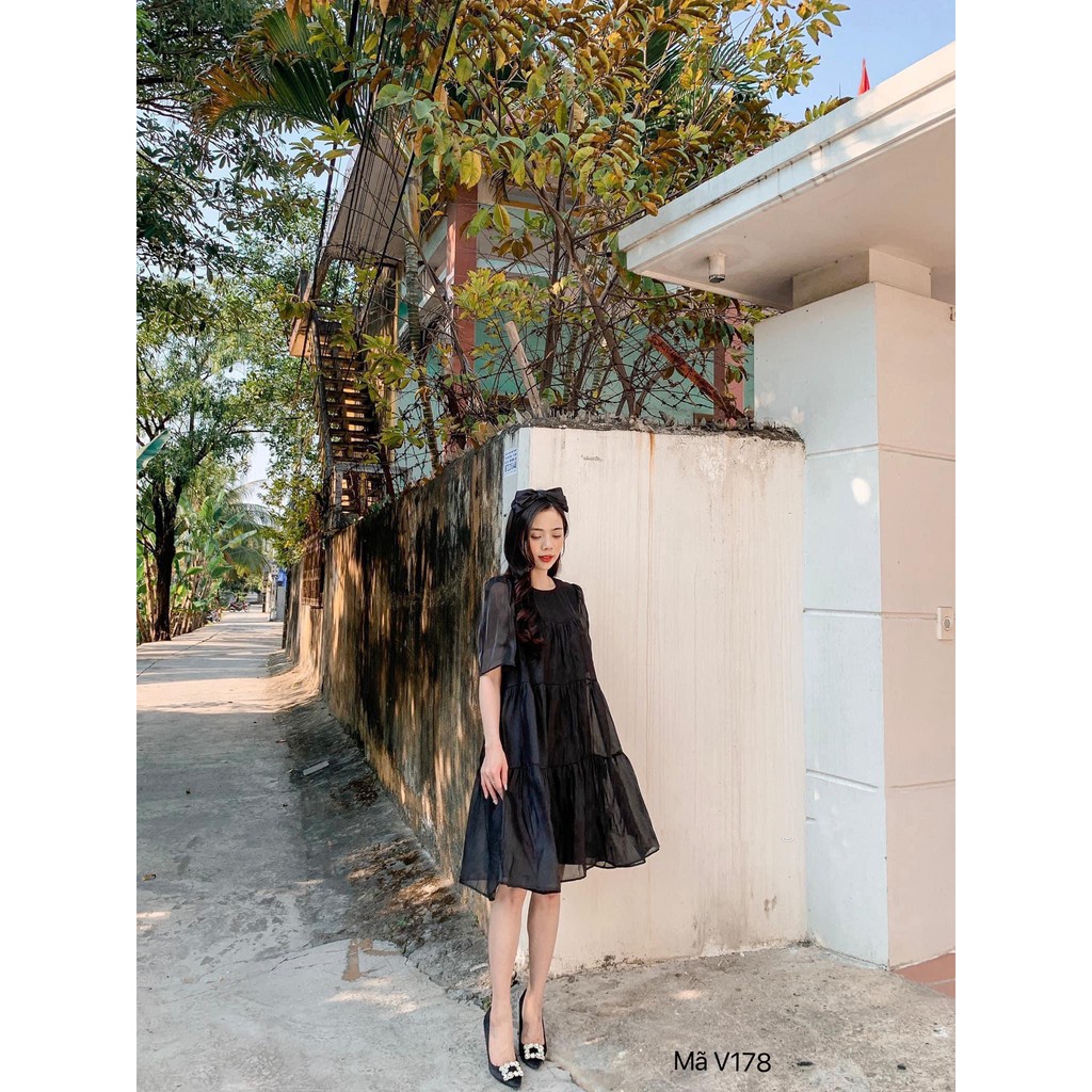 Váy babydoll tơ oraganza 3 tầng, đầm xuông rộng freesize dễ thương mã V178 - Michi's House | BigBuy360 - bigbuy360.vn