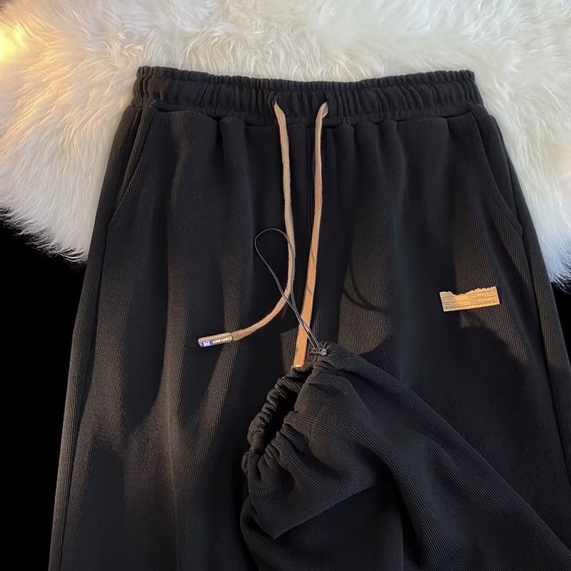 Quần Dài Dáng Rộng Lưng Thun Co Giãn Thoải Mái Phong Cách Hip Hop Đường Phố Hàn Quốc Cỡ Lớn M-3XL Cho Nam