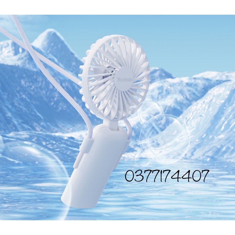 Quạt Yoobao mini cầm tay để bàn Mã F6 2000mAh dùng liên tục 8H 3 tốc độ gió siêu mát chính hãng