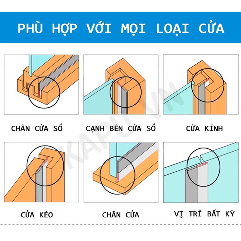 Ron Chắn/Đệm Xốp Dính Khe Cửa Chống Côn Trùng, Tiếng Ồn, Gió Lùa, Gió Điều Hòa, Bụi Bẩn Dài 2 Mét