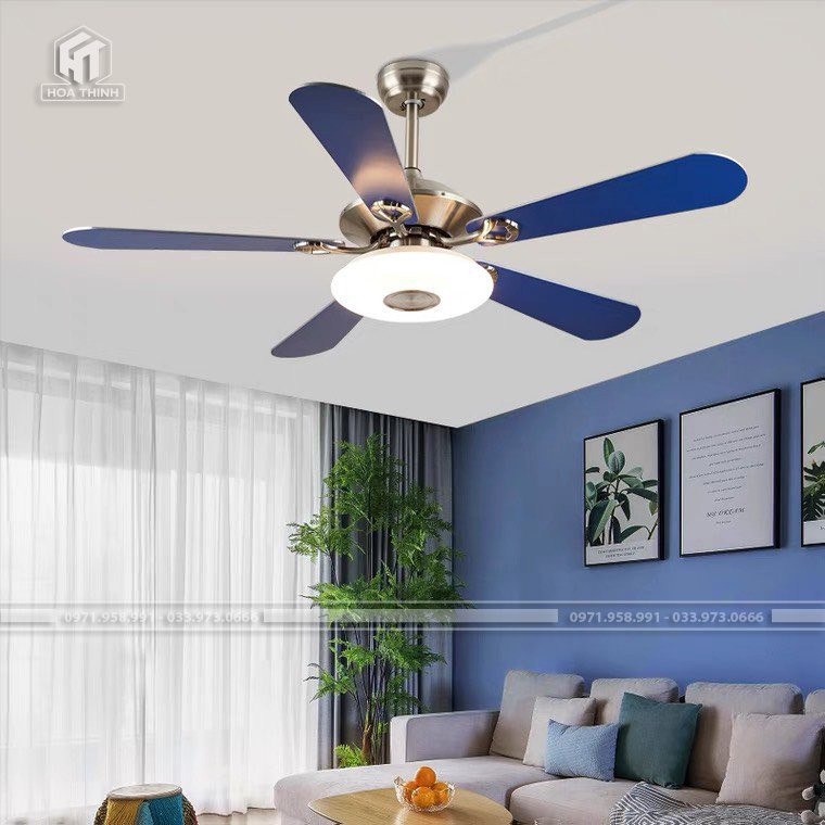 (Bảo hành 5 năm- Free ship) Quạt trần đèn cánh xanh Classic Blue,lắp đặt phòng ngủ phòng khách mẫu mới nhất