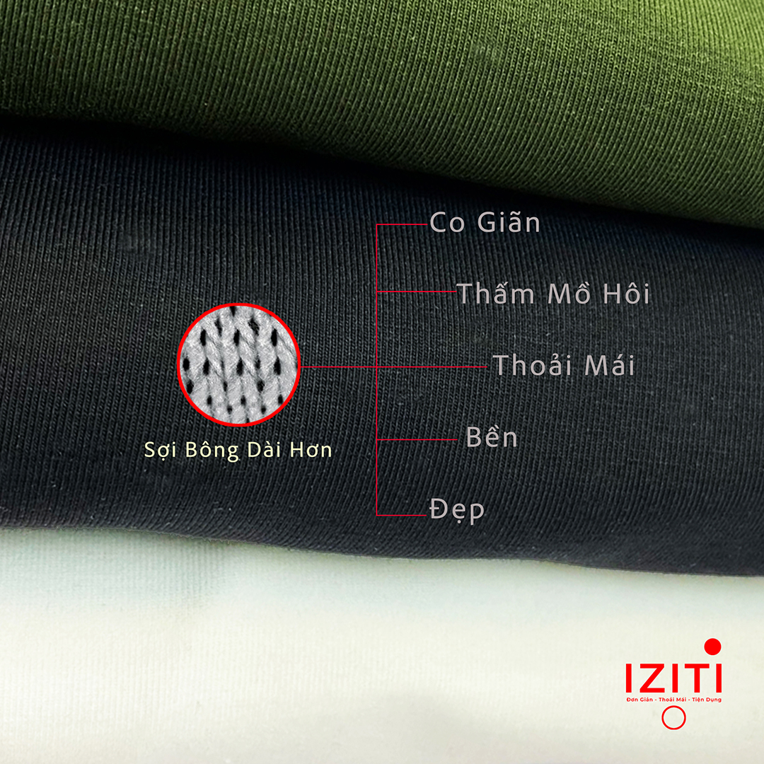 Áo thun nam trơn phông cao cấp basic IZITI vải cotton 100% co giãn siêu mềm modern fit size M L XL 2XL