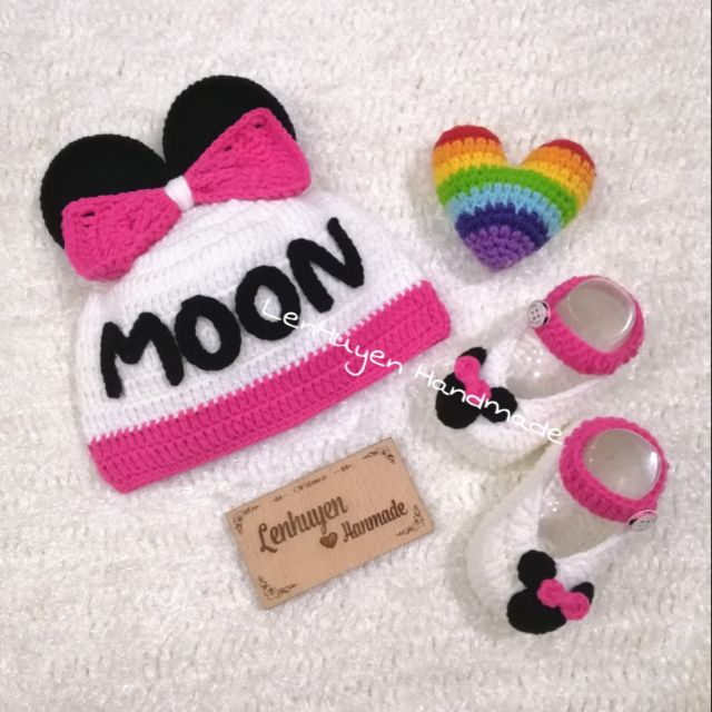 Set nón giày len handmade mickey