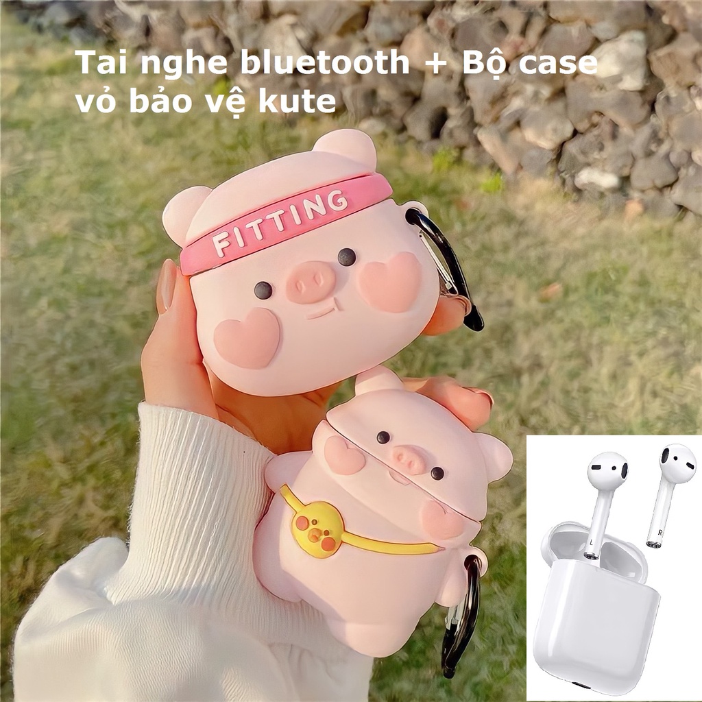 Tai nghe bluetooth nhét tai không dây Inpods i12 TWS nút cảm ứng combo vỏ bảo vệ bao đựng case hộp sạc