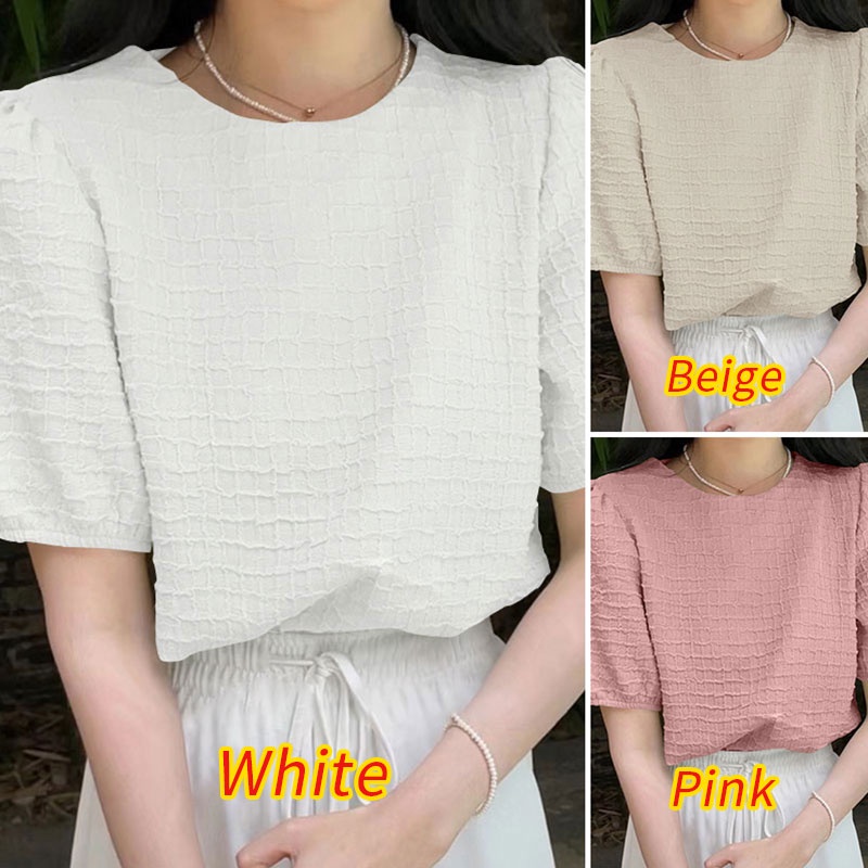 Áo sơ mi Zanzea tay lửng cổ tròn màu trơn sành điệu dành cho nữ