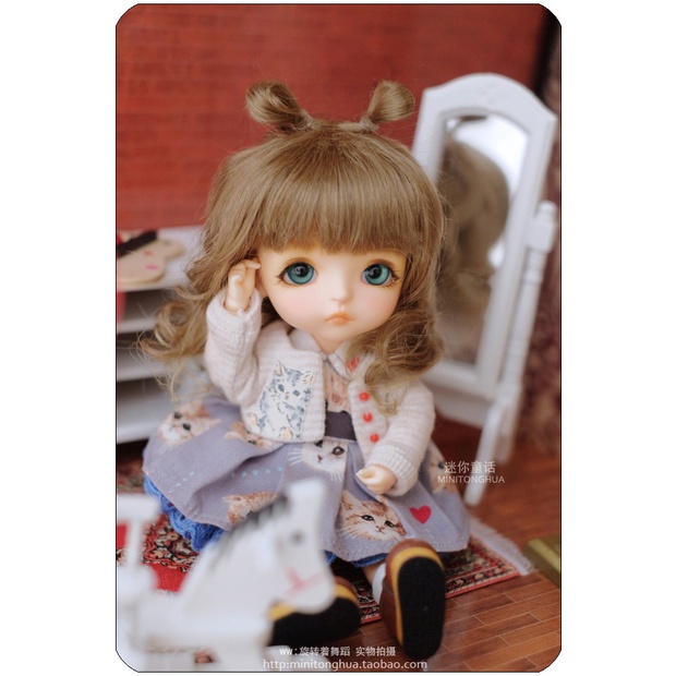 Bộ Tóc Giả Búp Bê bjd 5-11inch 1 / 8 1 / 6 1 / 4 1 / 3 mini bjd ob11 mohair jd544 blythe dw014