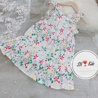 Quần áo bé gái🌼 Đầm🌼 Váy dây hoa nhí cánh tiên, màu trắng, chất đũi cực đẹp, cực xinh cho bé gái từ 8 đến 25 kg
