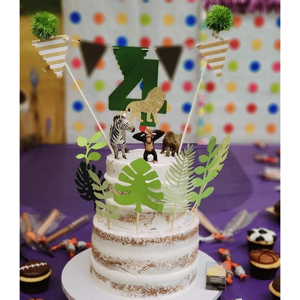 Set 7 Que Cắm Trang Trí Bánh Lá Cây Nhiệt Đới