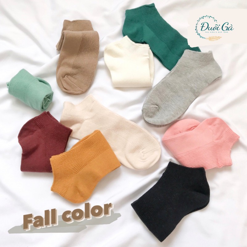 Tất vớ nữ cổ ngắn dày dặn Đuôi Gà chất cotton mềm xốp tất trơn nhiều màu COCON