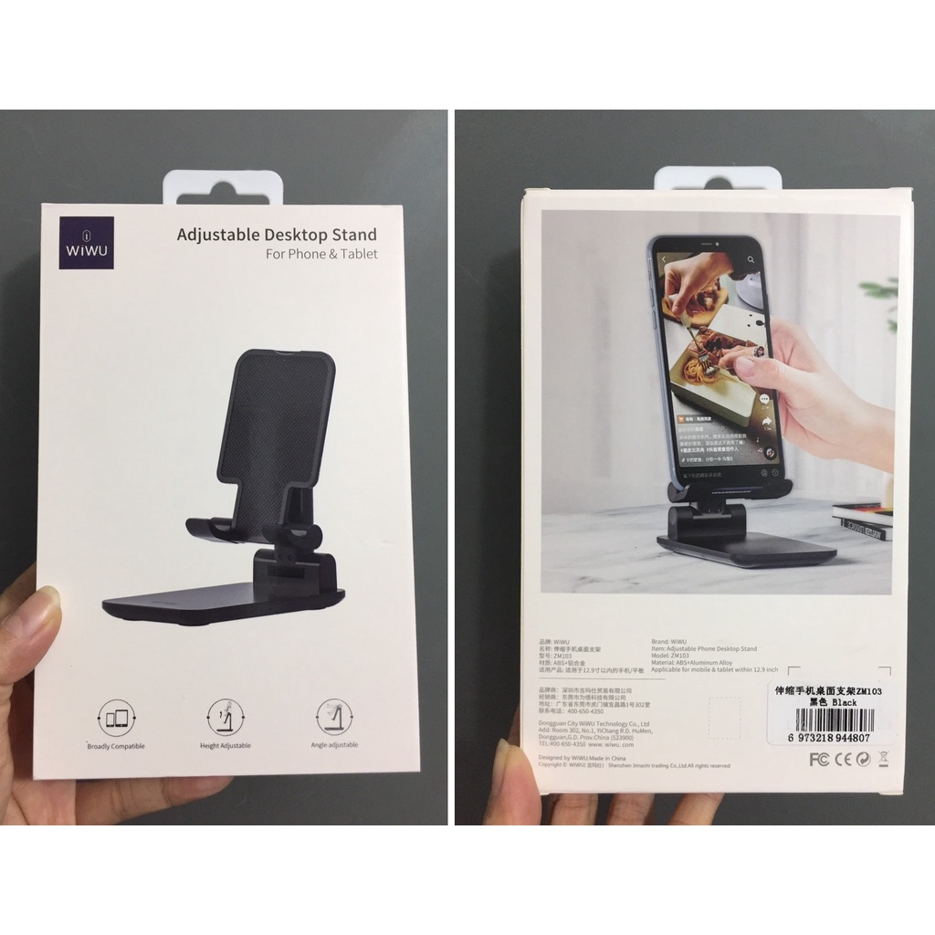 Giá đỡ nhôm xếp gọn WiWU Adjustable Desktop Stand ZM103 cho điện thoại