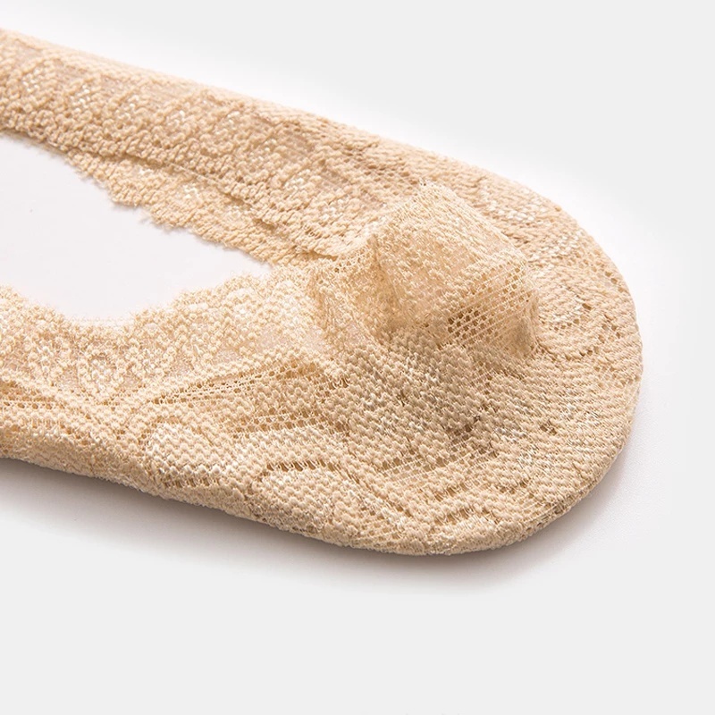 Vớ Thuyền Phối Ren Lưới Siêu Mỏng Mềm Mại Thoáng Khí Chống Trượt Thêu Họa Tiết Hoa Thời Trang Cho Nữ