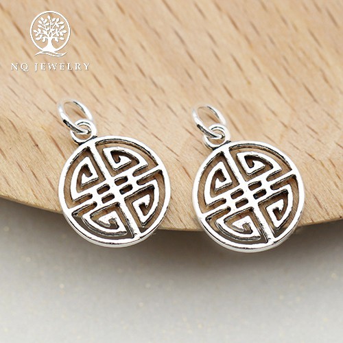 Mặt dây chuyền bạc tròn hình chữ hỷ- NQ Jewelry