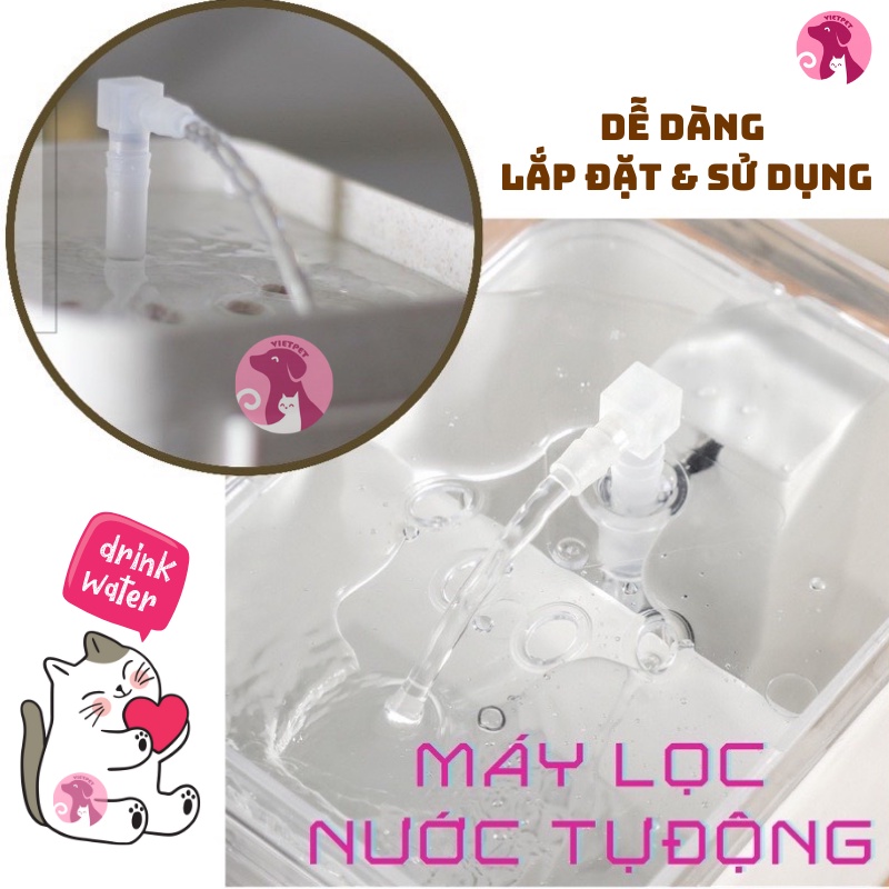 MÁY LỌC NƯỚC UỐNG TỰ ĐỘNG CHO CHÓ MÈO THÚ CƯNG ECO (Có Đài Phun Nước &amp; Tặng Kèm Lõi Lọc)