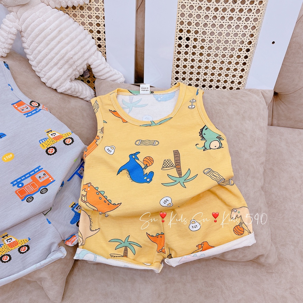 Bộ cotton ba lỗ cho bé trai 8-18kg