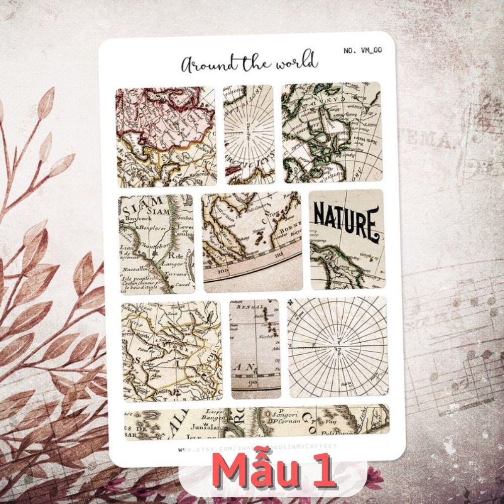 Sticker tự cắt phong cách cổ điển - sticker tự thiết kế vintage trang trí sổ nhật kí, sổ tay | Bullet journal - kc021