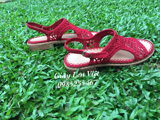 Giày móc len mẫu sandal quai hậu