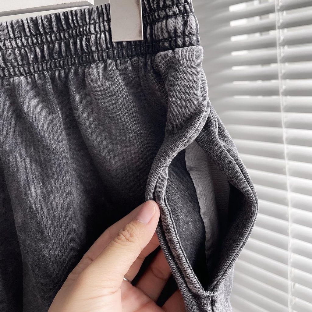 [sẵn] Quần short thun vải wax màu xám ( ảnh thật tại shop) Tanazi Closet