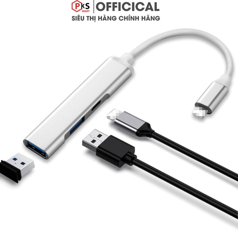 Bộ Chia Cổng OTG Hub USB Và Hub Type C, Lightning Đến USB 2.0 và 3.0 Kết Nối Thiết Bị Ngoại Vi Và Chuyền Dữ Liệu